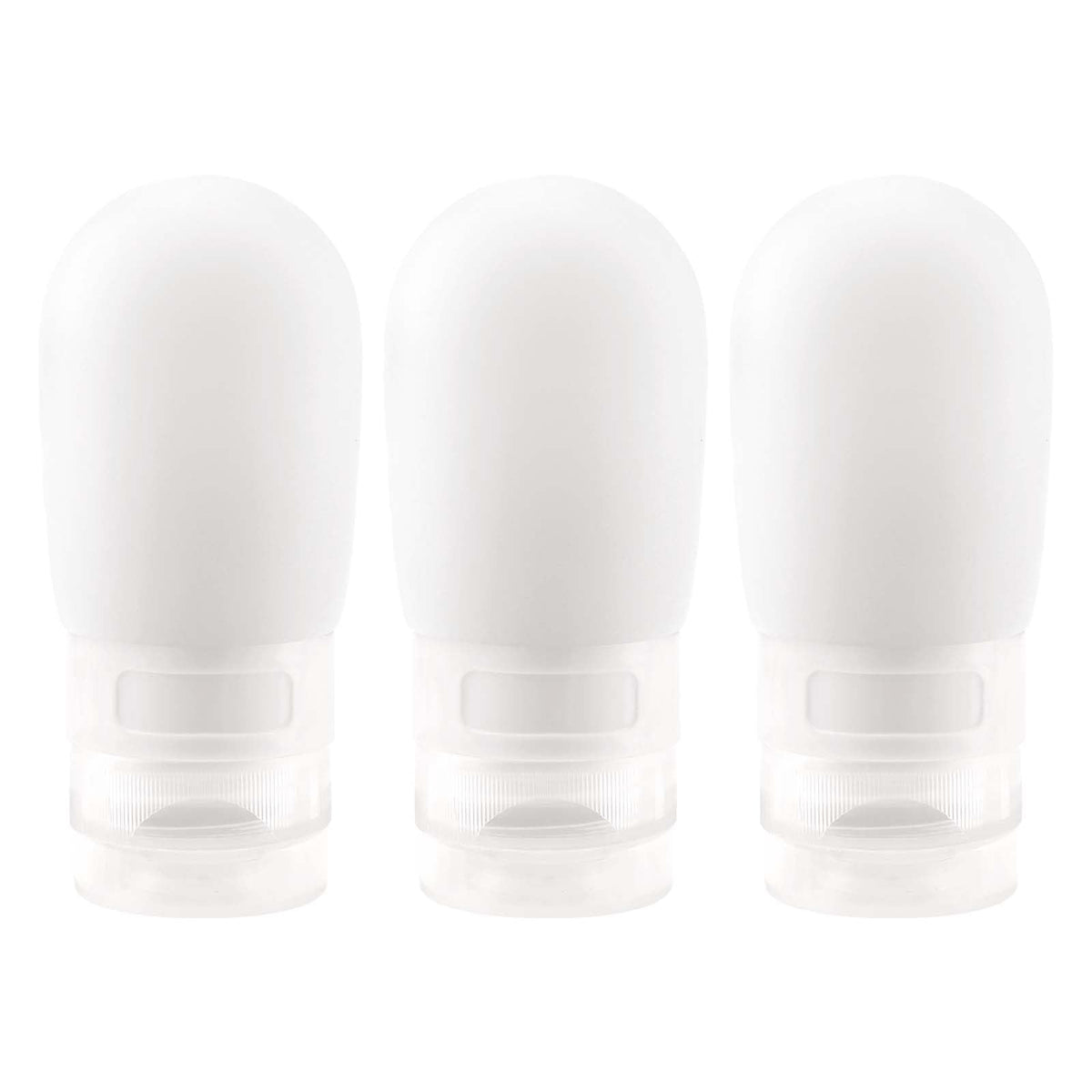Travel Bottles for Toiletries, 2 oz Silicone Squeeze Bottles, 3 Pack, White