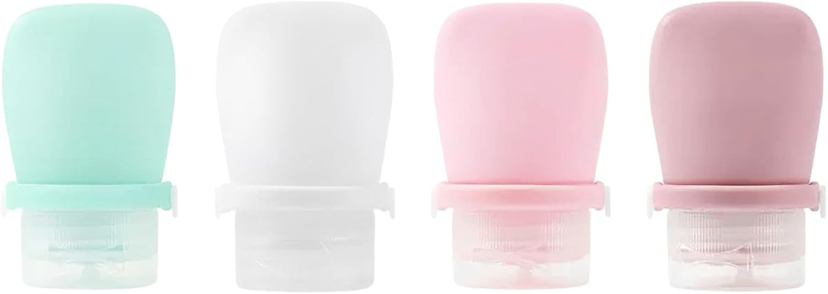 4 Pack 1oz Silicone Travel Bottles Leak Proof Squeeze Bottles For Toiletries Shampoo Conditioner Lotion Salad Dressing Travel Size Containers