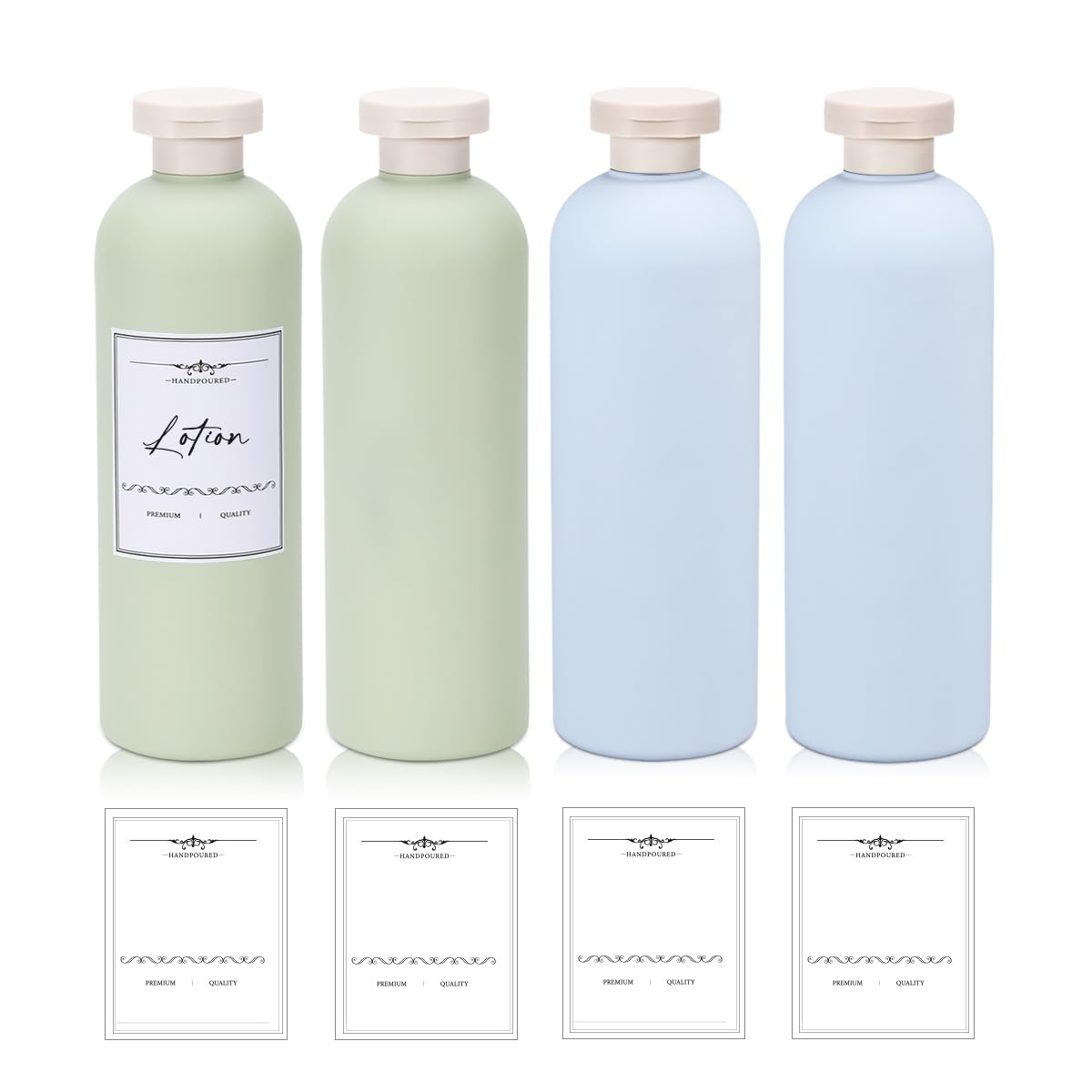 8.8 oz Plastic Travel Shampoo Bottles, Refillable Flip Cap Squeeze Bottles for Toiletries, Large Leakage-proof Travel Shampoo and Conditioner Container (Blue and Green)