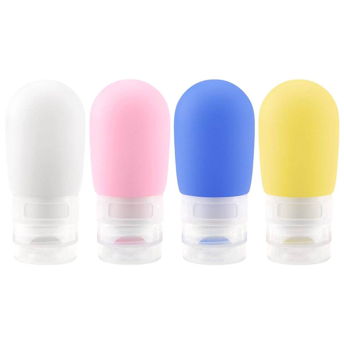 Travel Bottles for Toiletries, 2 oz Silicone Squeeze Bottles, 3 Pack, White