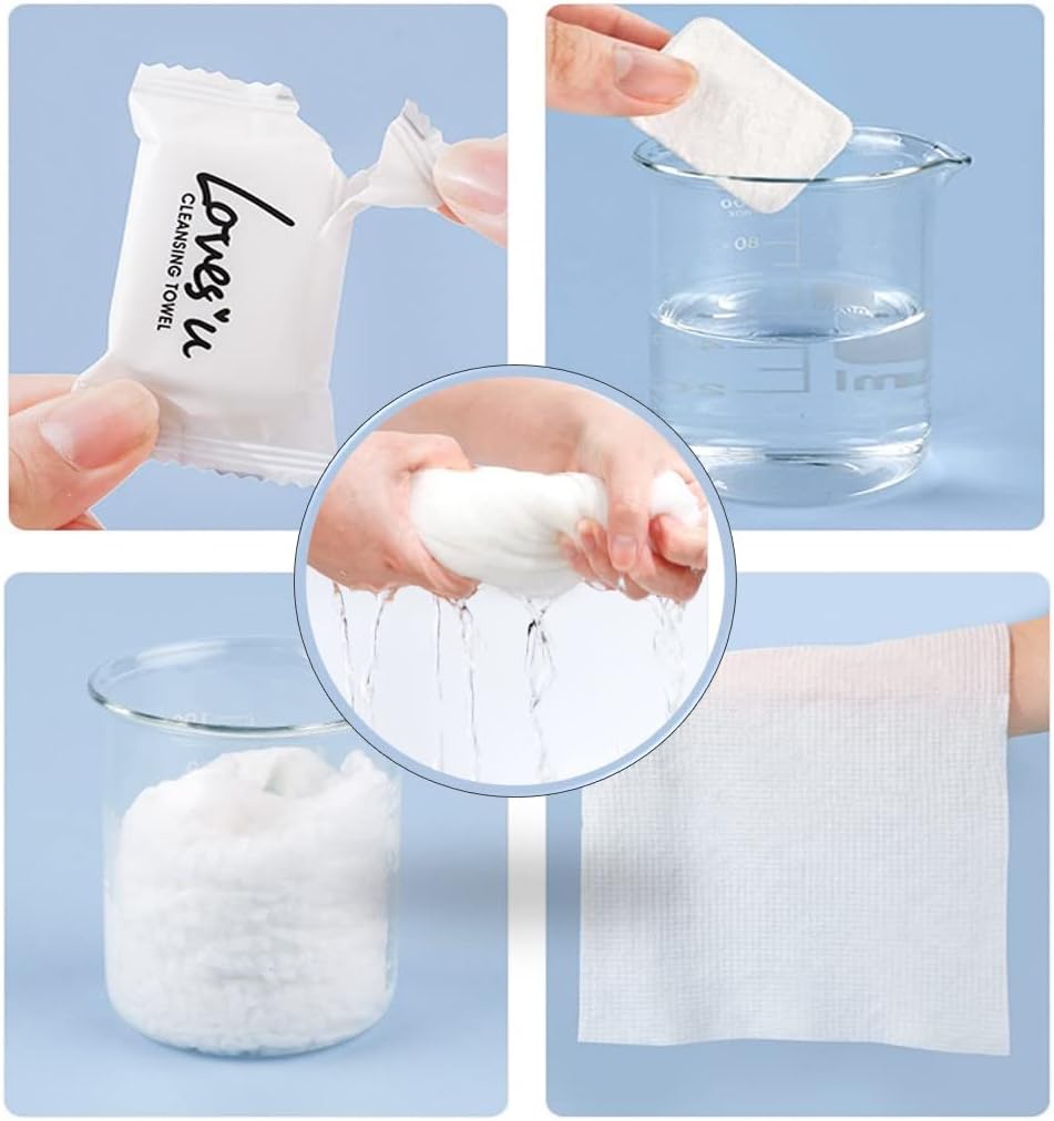 QUALIALL Compressed Washcloths Towels, Premium Disposable Wash Cloths for Travel Camping