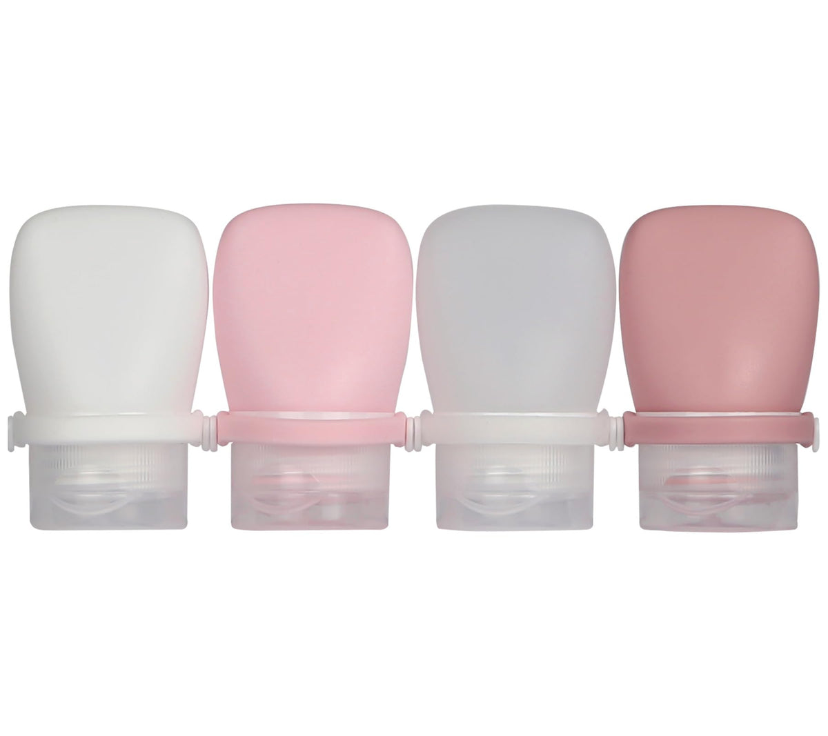 1oz Silicone Travel Bottles for Toiletries (4-Pack), TSA Approved Leakproof Toiletry Bottles with Locking Lid, Refillable Travel Size Containers for Shampoo, Body Wash, Camping & Trips (Green Pink)