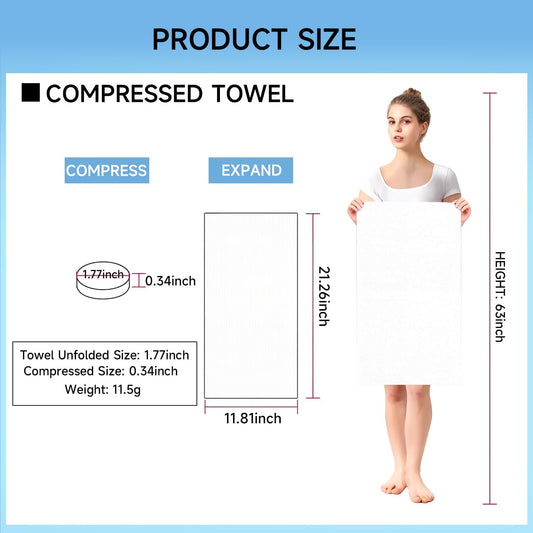 11.8in x 21.3 in Compressed Towels Thicker Style Magic Disposable Face Compressed Towel, Portable Washcloth Reusable for Travel Home, Outdoor Sports, Beauty Salon