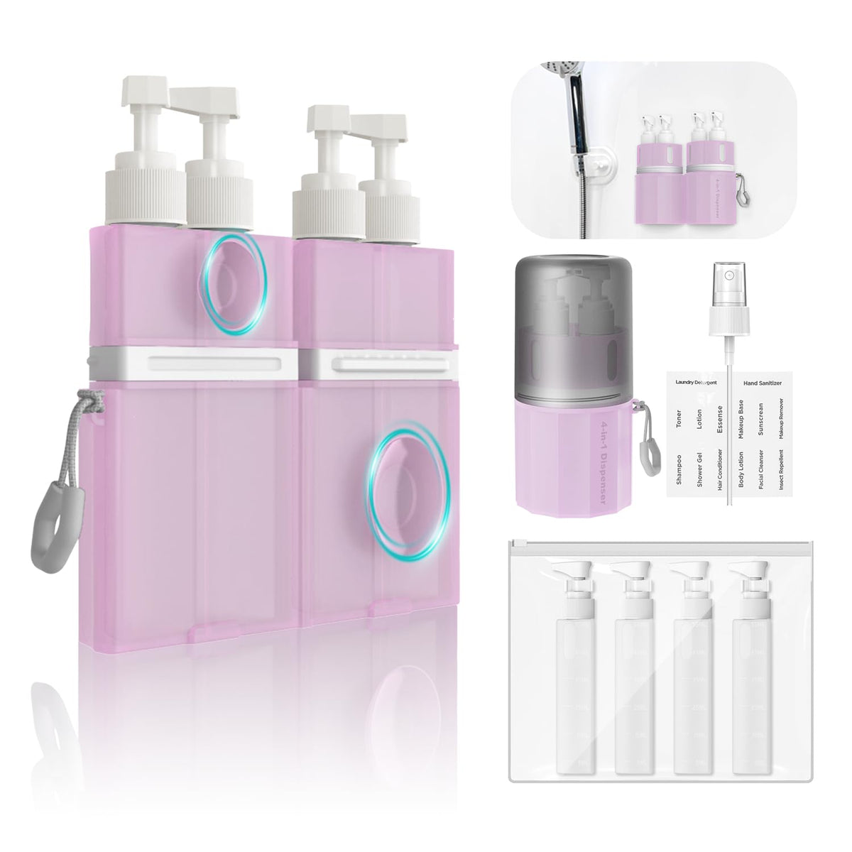 YOTIME 4in1 Travel Dispenser Bottle, TSA Approved Travel Size Containers