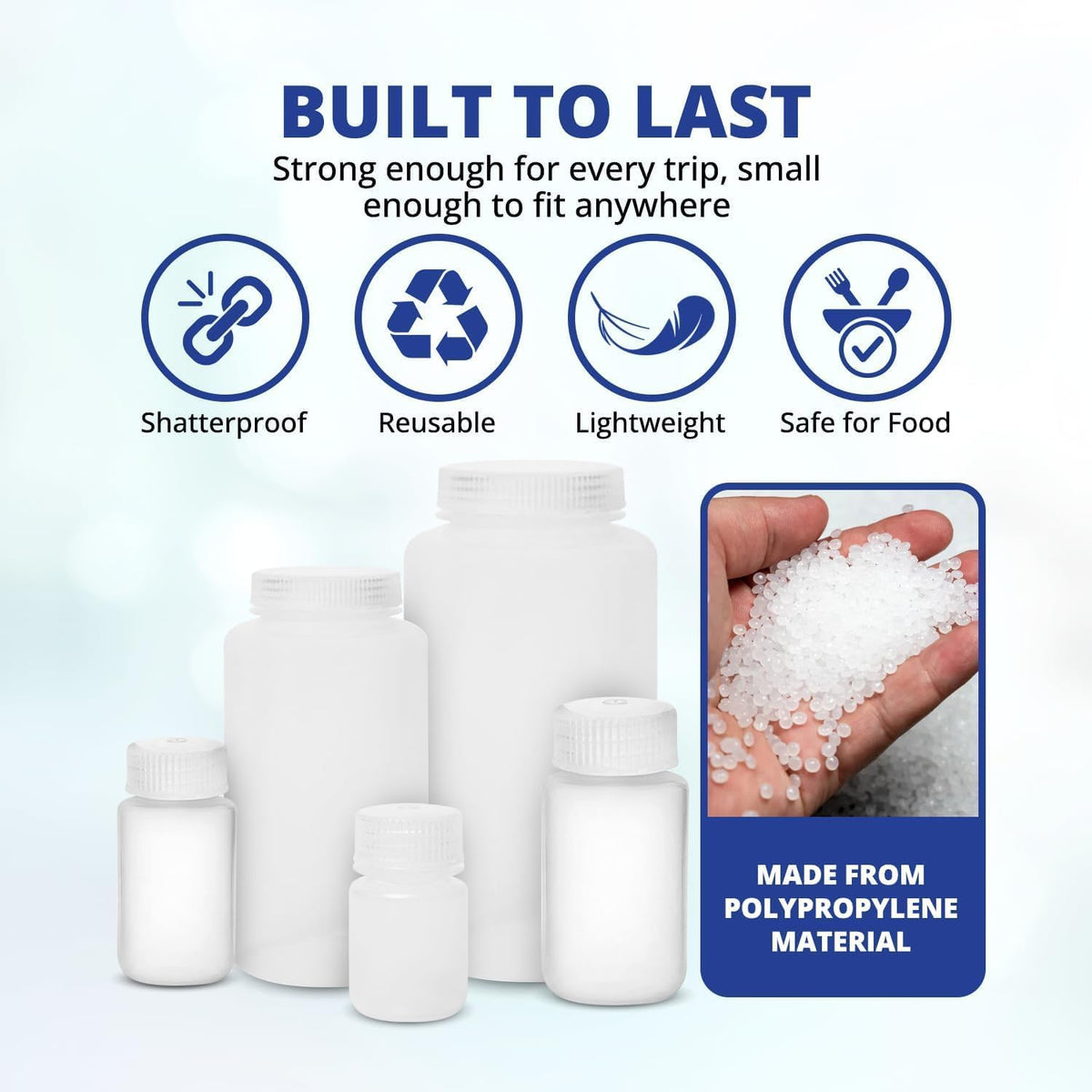 United Scientific™ HDPE Travel Bottles for Toiletries, 90ml (3oz), 6-Pack