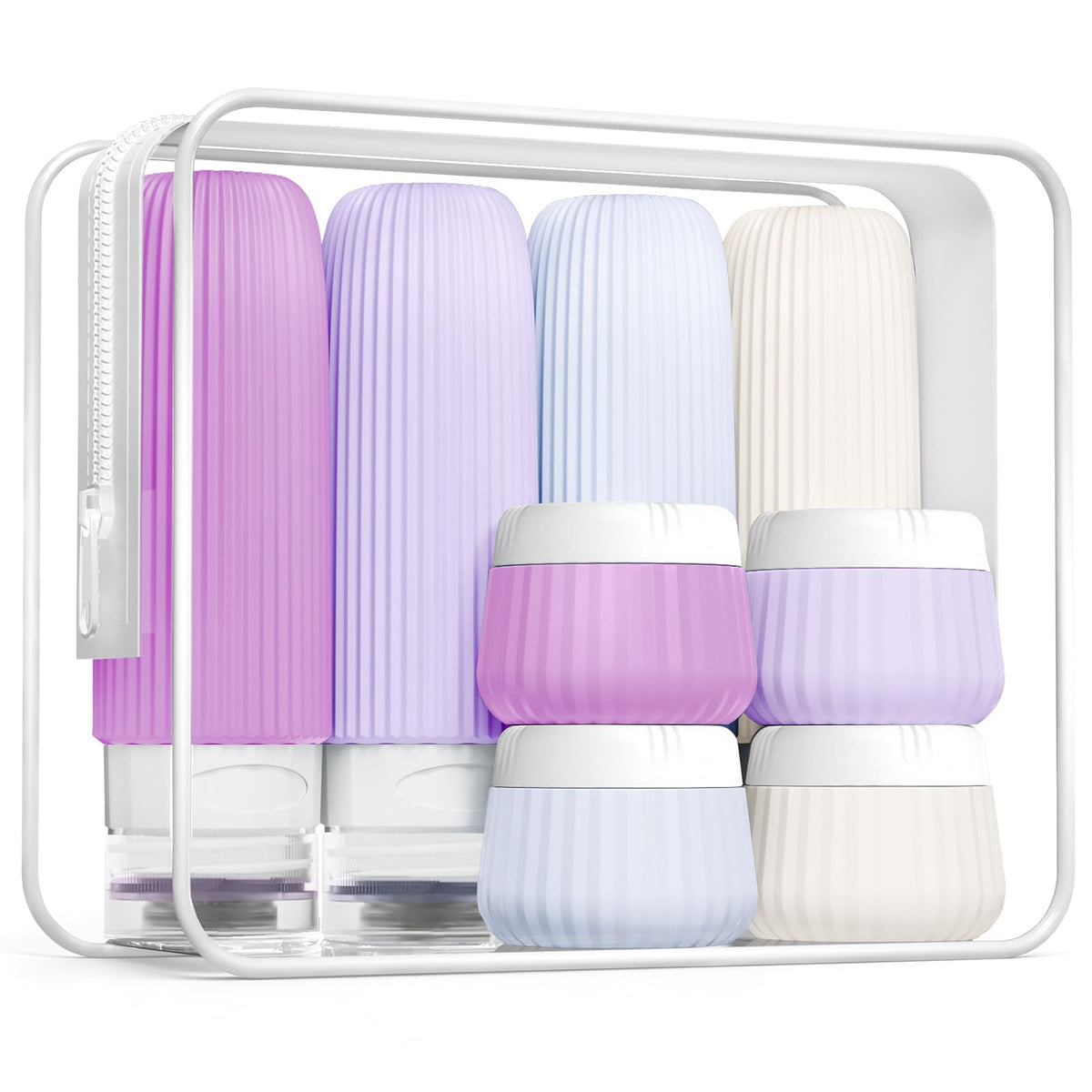 Mrsdry Travel Bottles 8 Pack, TSA Approved 3 oz Travel Containers with Clear Bag, Leak Proof Silicone Squeezable Essentials Jars
