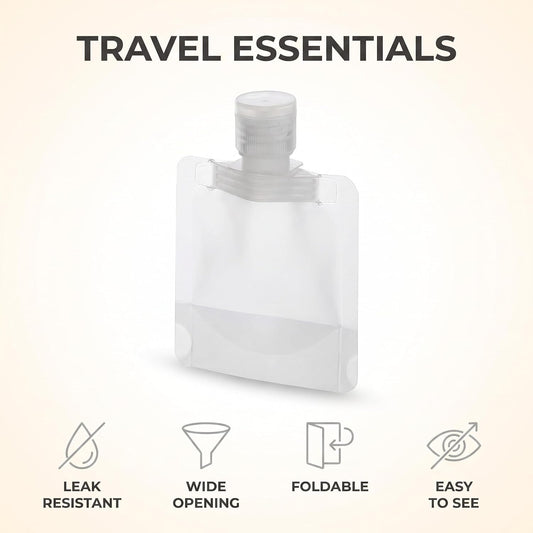 10Pcs Transparent Portable Fluid Packing Bags,New Travel Size Refillable Empty Squeeze Pouch, Premium Clear Travel Pouches for Toiletry, Lotion Shampoo Shower Gel Squeezable Bags (30ml),Bag and Cases