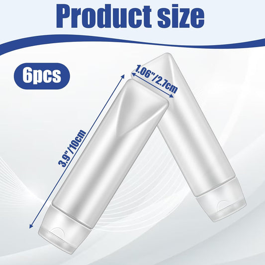 6 Pcs 1 oz Travel Bottles Empty Refillable Toothpaste Tubes Leak Proof Empty Squeeze Tubes Travel Toothpaste Container for Toiletries BPA Free Refillable Tube Squeeze Bottle PE Travel-Size Bottles