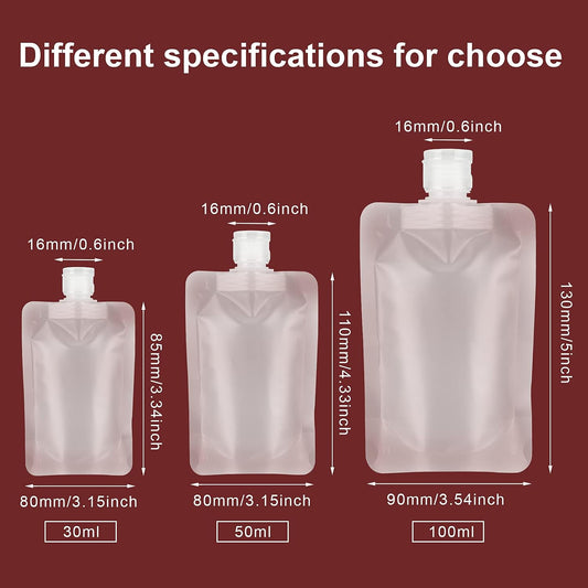 YASUOA 12 Pieces 100ml Leakproof Travel Pouches for toiletries Bulk Travel Size Refillable Squeeze Pouches Containers TSA Approved Empty Stand Up Pouch for Lotion Shampoo Liquids 3.4oz