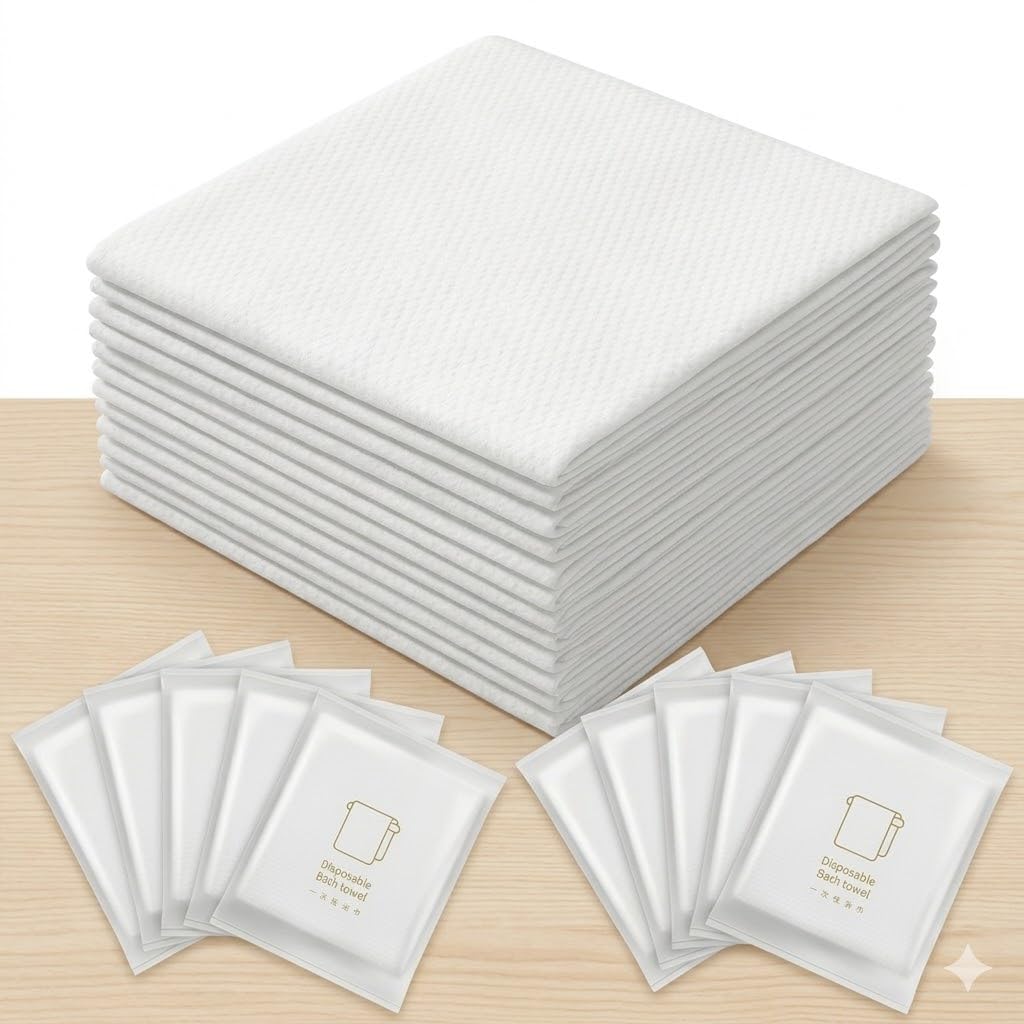 Disposable Bath Towel, Big Shower Towels, Portable Package for Travel,Hotel, Trip, Camping Use. Soft and Large Luxury Body Towels, 27.5 x 55 inch, White, 15 Pack