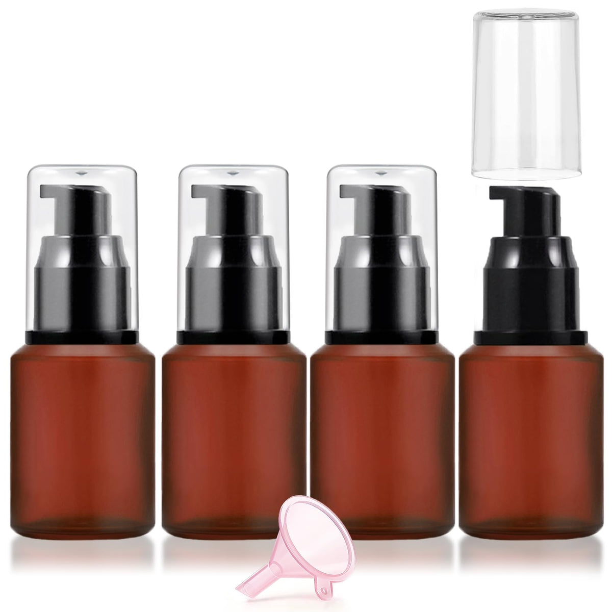 30ml Frosted Glass Pump Bottle Dispenser, 4pcs 1oz Travel Bottle