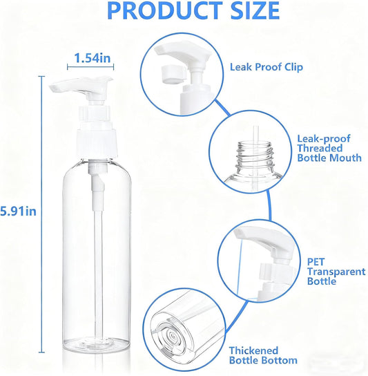 DTDNZKN 4 Pack 3.4 Oz (100ml) TSA Approved Travel Pump Bottles