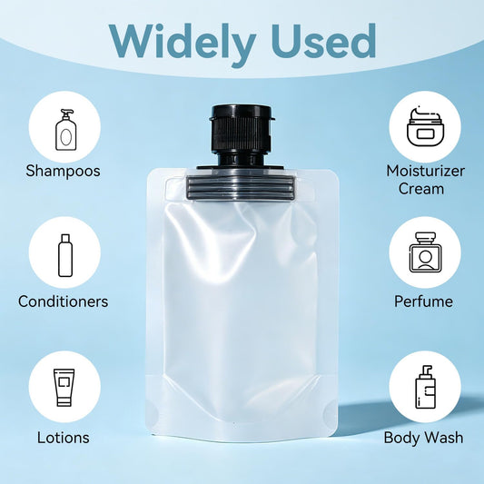 Travel Pouches for Toiletries,50ml Black Fluid Makeup Packing Bag Squeezable Refillable Clear Squeeze Pouch Bottle (6)