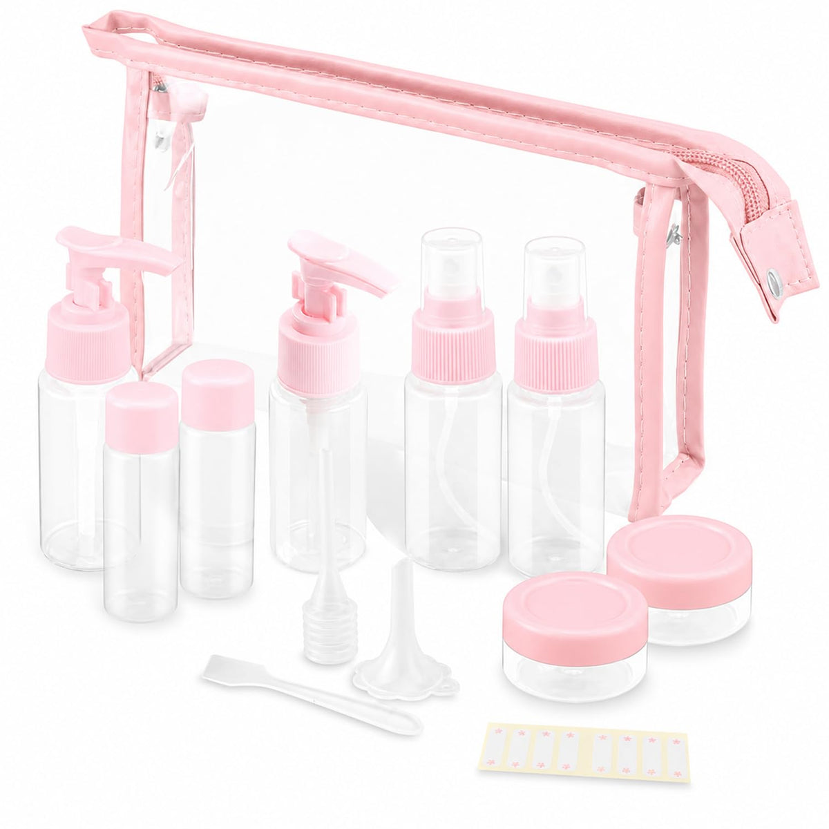 Vitog Travel Bottles Kit, TSA Approved Leak Proof Portable Toiletry Containers Set, Clear PET Flight Size Cosmetic Containers for Lotion, Shampoo, Cream, Soap, Set of 11