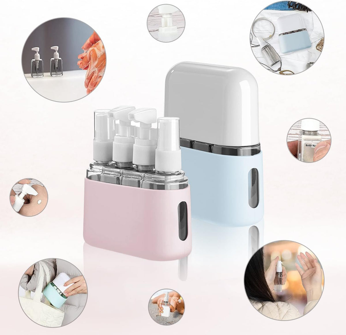 Travel Bottle Set, 8 Pack TSA Approved Travel Size Bottles, Travel Containers Dispenser, Travel Shampoo Bottles for Cosmetic Conditioner and Lotion