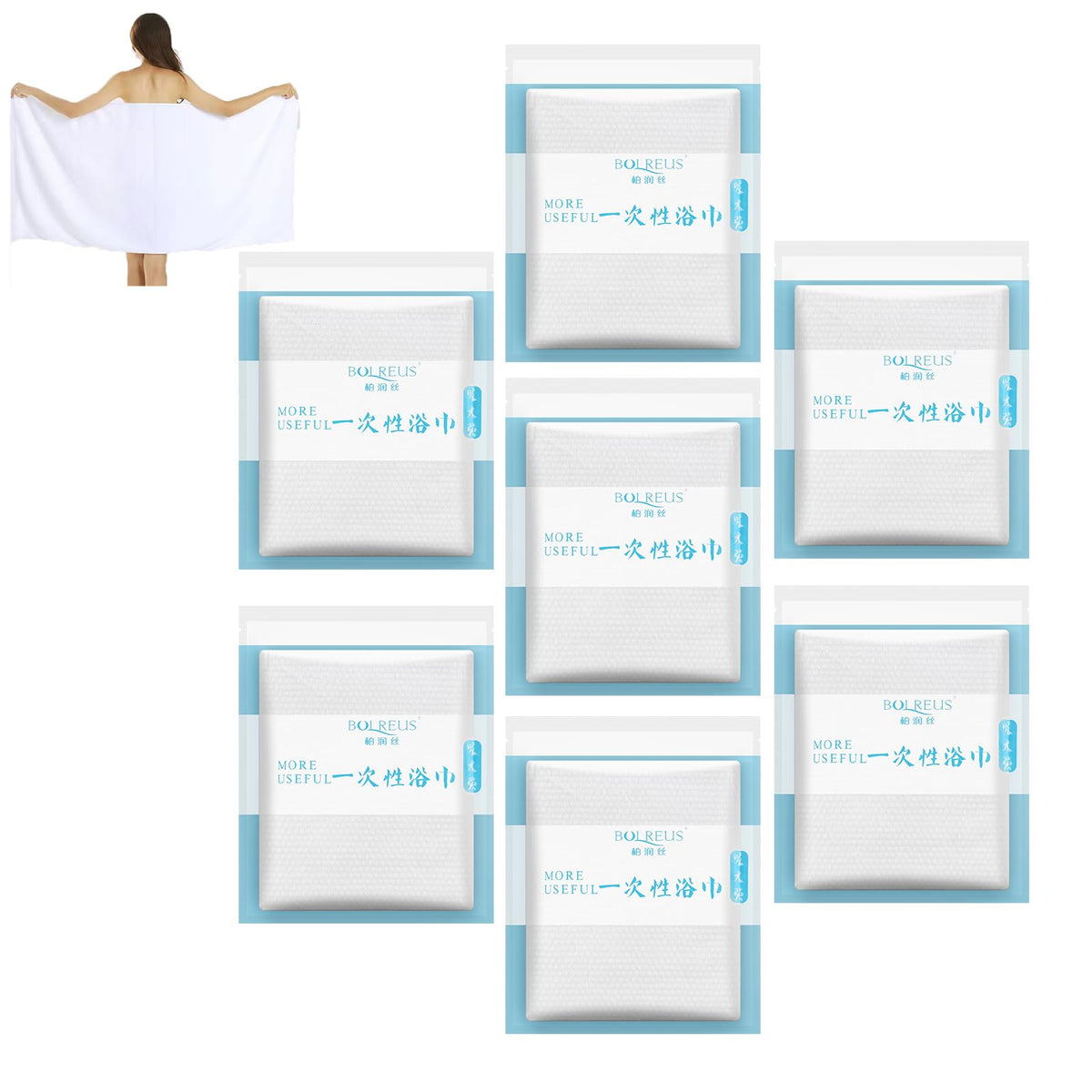 Large Compressed Bath Towels for Travel, Individually Wrapped Disposable Body Towels, Extra Thick Cotton Blend Portable Towel Tablets for Hotel, Camping, Gym, Sauna, Hiking– Reusable,No Lint