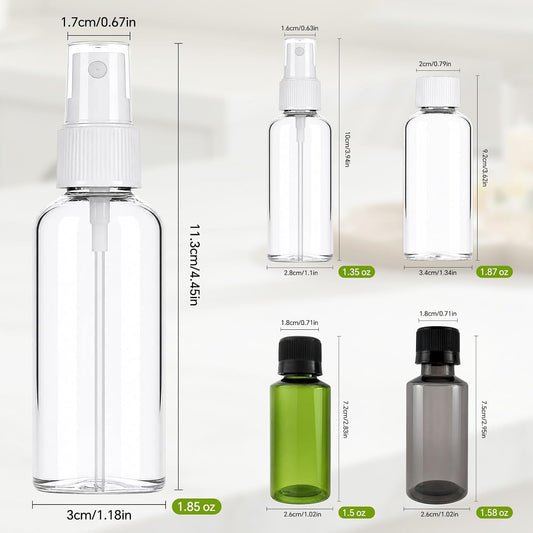 Refillable TSA Approved 12 Pack Travel Size Toiletries Bottles 3 Sizes 2 Types of Spray And Cap Bottles Travel Containers For Shampoo Conditioner Lotion