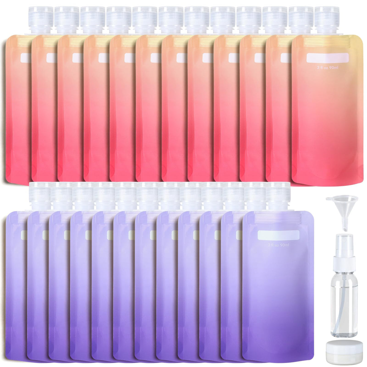 PACKISM 12 Pack Travel Pouches for Toiletries - 90ml 3 oz Liquid Containers