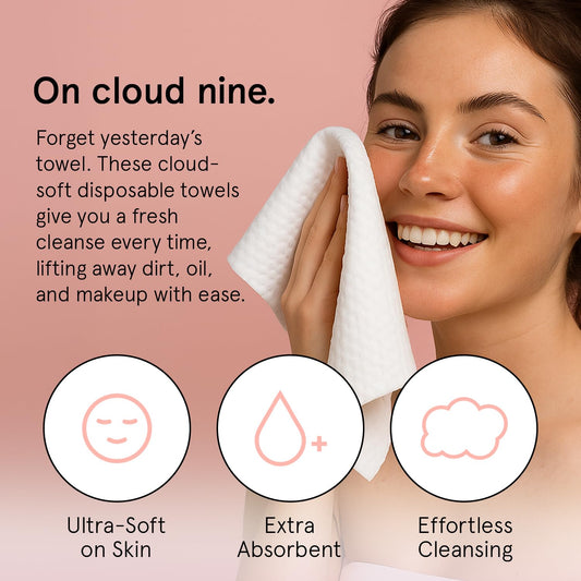 grace & stella Face Towels Disposable XL- Travel Essentials (60 Count)
