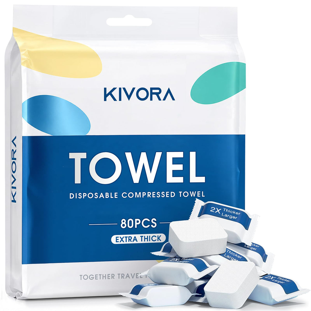 KIVORA Extra Thick Compressed Towels, Ultra Soft, 30 Pack for Travel