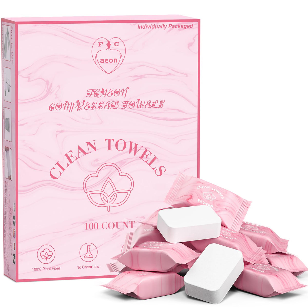 Compressed Towel Tablets, Disposable Washcloths, XL 20 Count 12 x 9 Inch