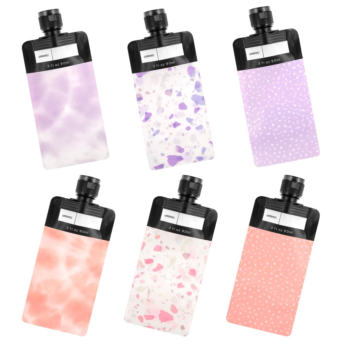 Dimeho 6 Pcs Travel Pouches for Toiletries, 3 oz Travel Size Containers Leak Proof Empty Squeeze Pouches TSA Approved Refillable Travel Bottles for Liquids Shampoo Conditioner Pouch Travel Accessories