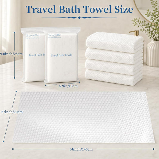 2 Pack (4 Pcs) 27''x54'' Portable Bath Towels for Travel