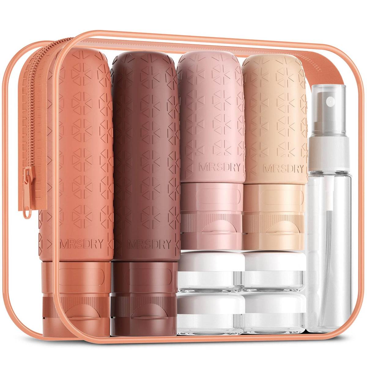 Mrsdry Travel Size Toiletries, TSA Approved Silicone Travel Containers for Toiletries, Leak Proof Refillable Liqus Shampoo And Conditioner travel Essentials toiletry Bottles (18 Pack)
