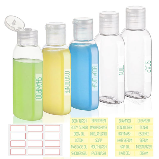 Travel Bottles for Toiletries 5 Pack 2oz TSA Approved Squeeze Bottle