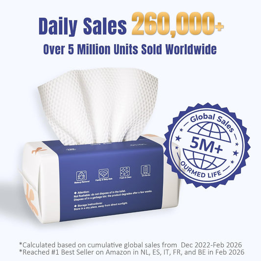 Ourmed Life Clean Face Towels Disposable, Ultra Soft & Absorbent, 100 Ct