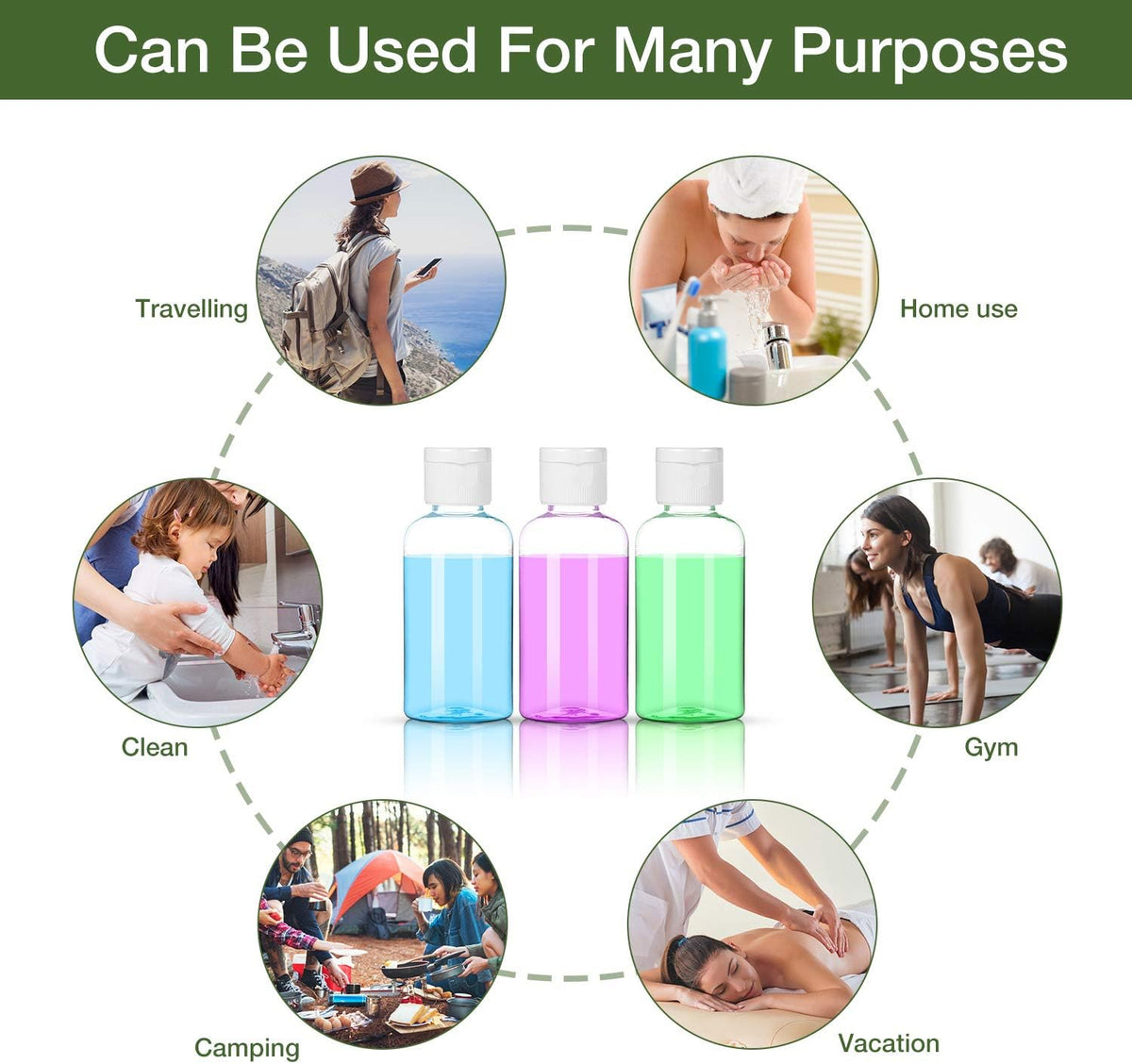 MMonDod 25 Pack 1.7oz/50ml Plastic Empty Bottles, Clear Travel Size Bottles