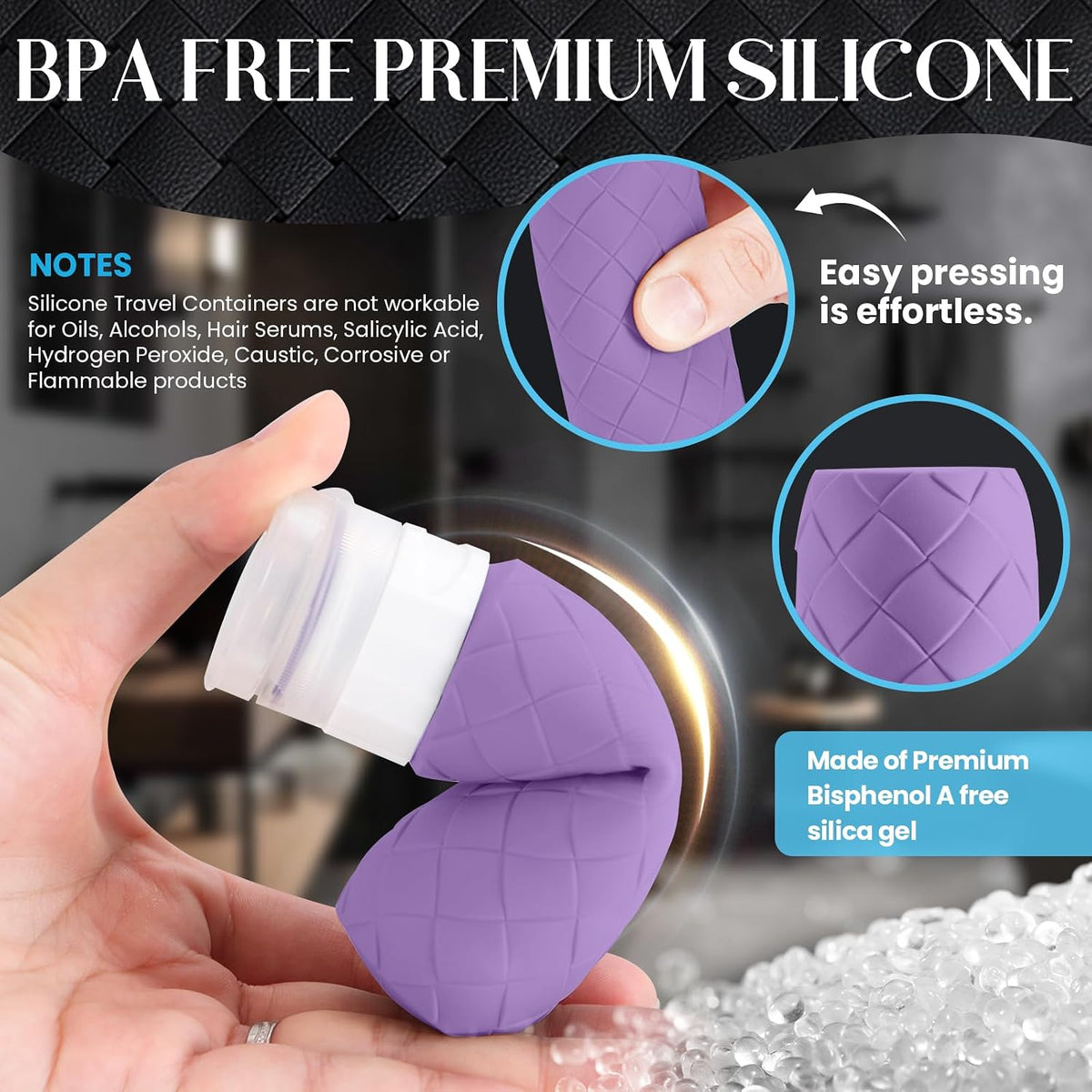 Silevoler Travel Bottles for Toiletries, TSA-Approved Travel Size Container