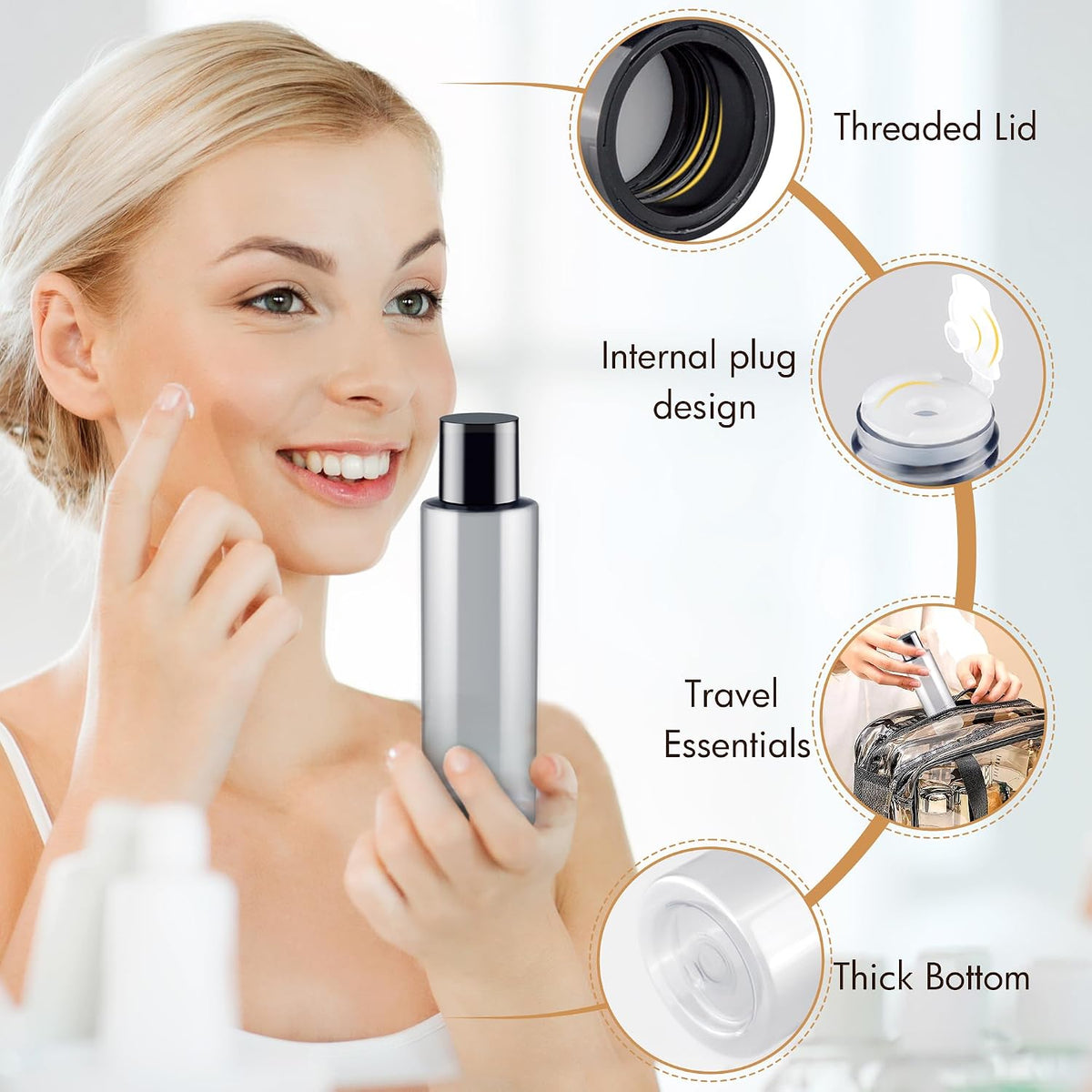 150ML/5OZ Travel Size Toiletries, 3 Pack Travel Size Containers