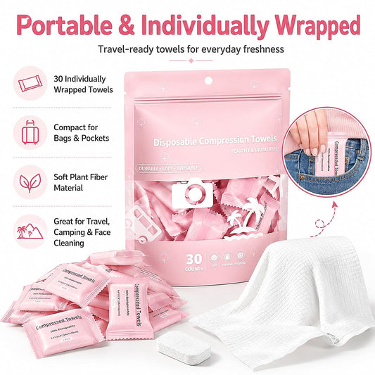 90PCS Compressed Towel Tablets, Disposable Face Towels for Travel & Hiking
