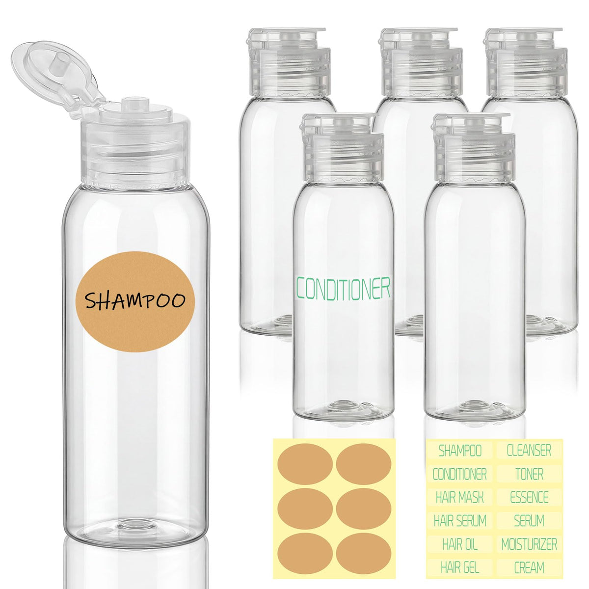 2 oz Travel Bottles, 6-Pack Wide-Mouth Leak Proof Containers
