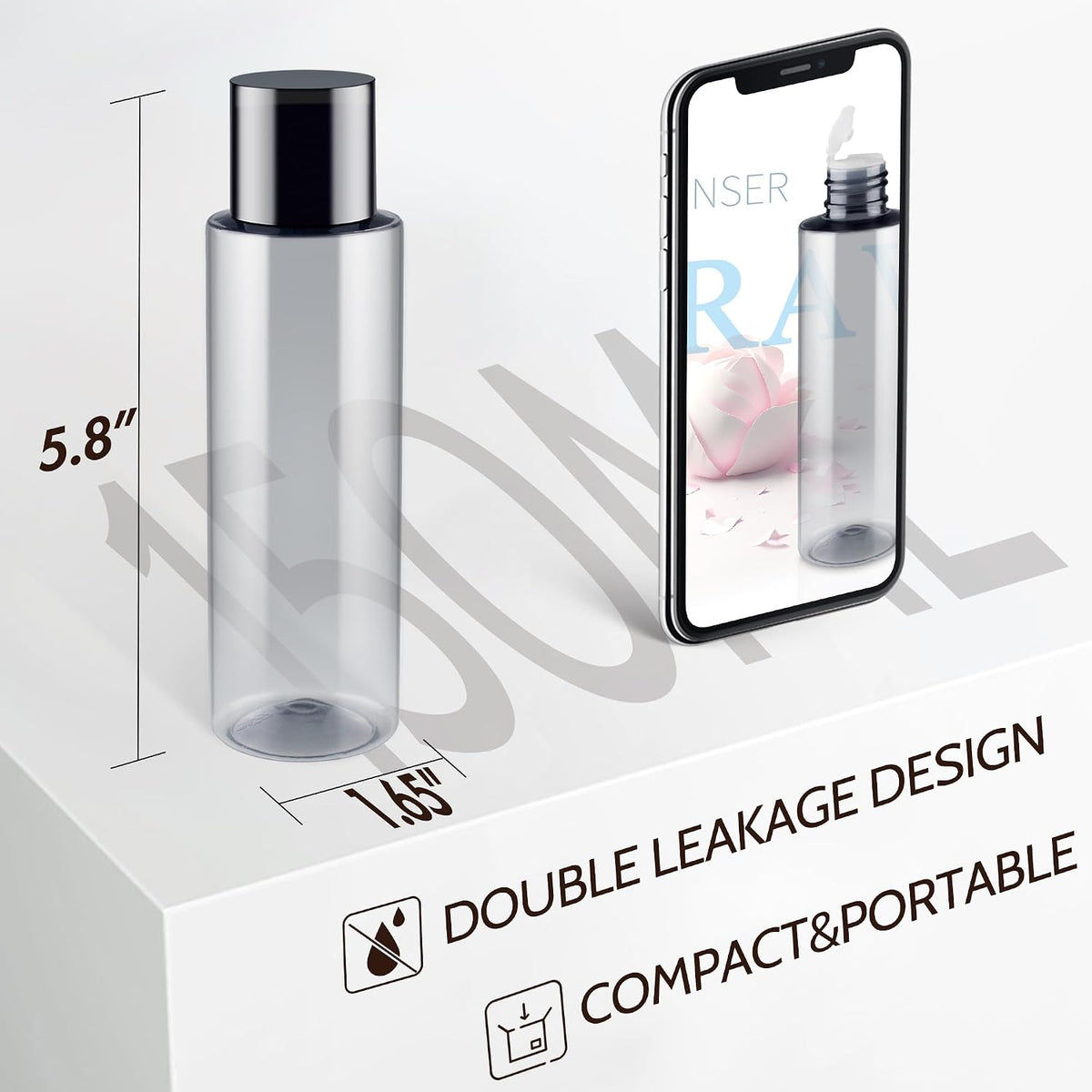 150ML/5OZ Travel Size Toiletries, 3 Pack Travel Size Containers