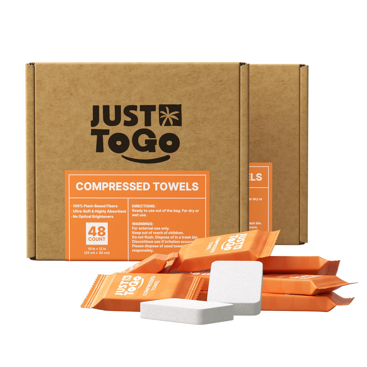 Compressed Towel, Disposable Washcloths, 12 x 10 Inch, 48 Count
