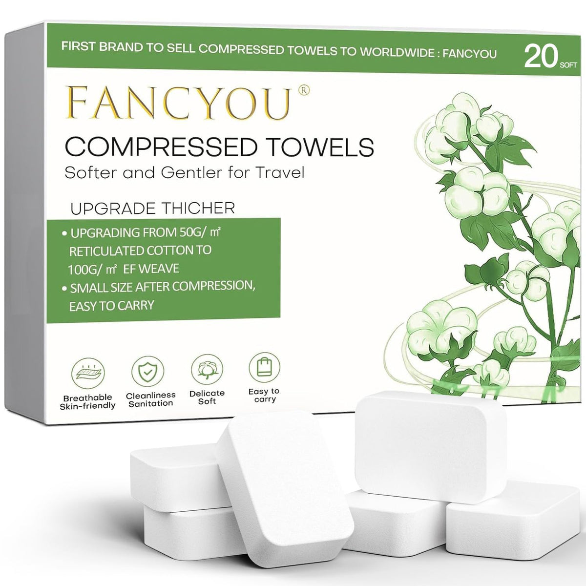 Compressed Towels Tablets Disposable Washcloths 20 Count