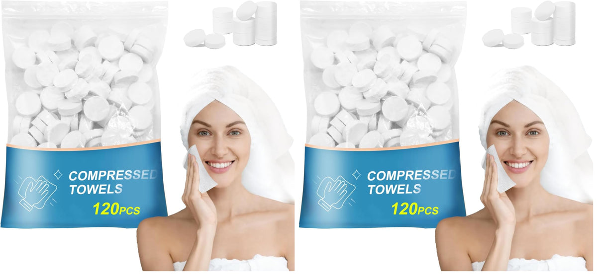 120PCS Compressed Towel Tablets - Disposable Face Towels for Travel