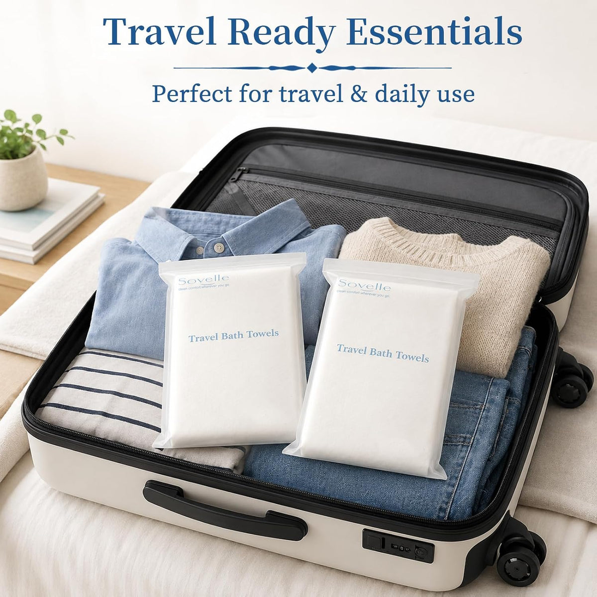 2 Pack (4 Pcs) 27''x54'' Portable Bath Towels for Travel