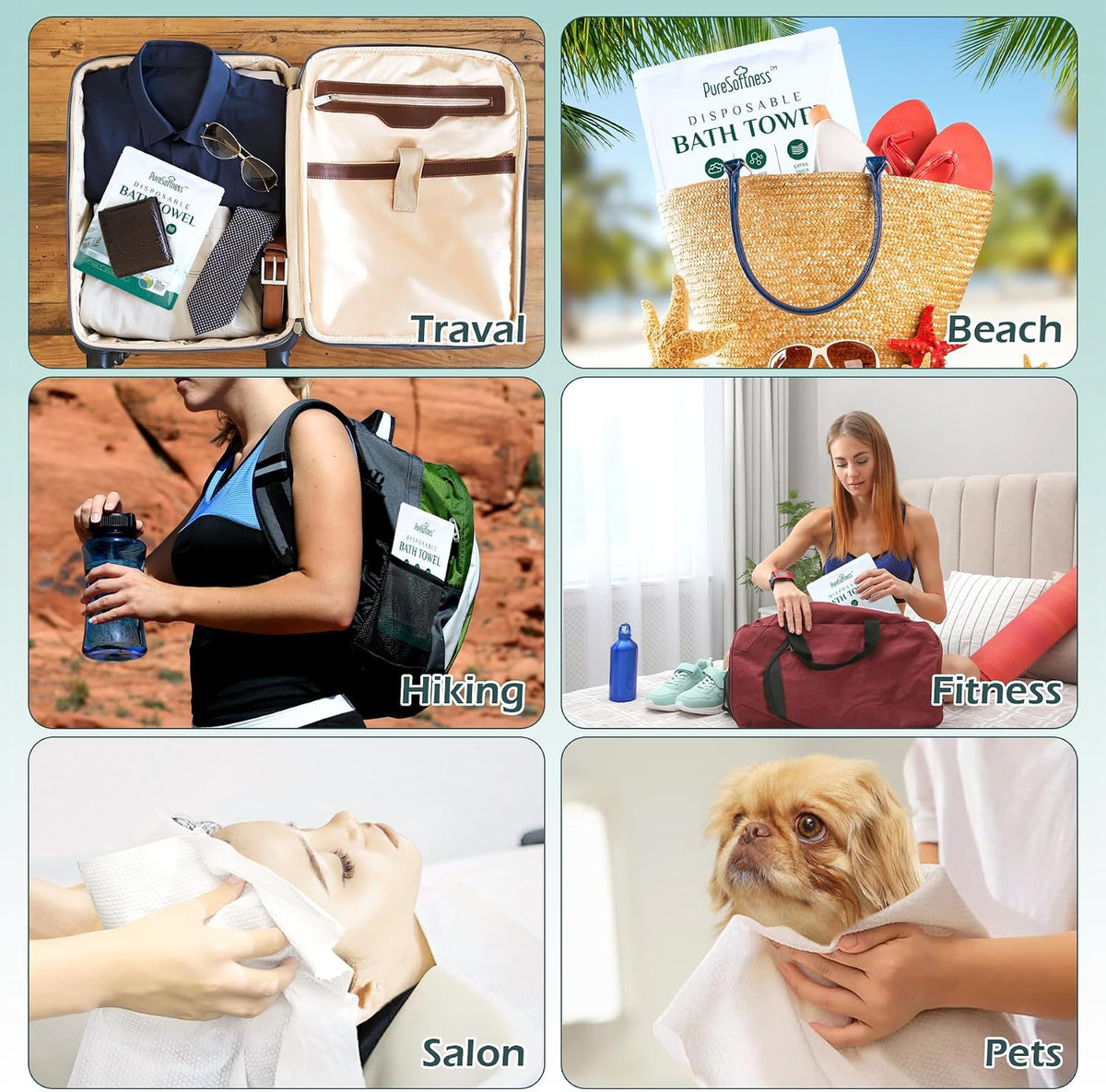 Disposable Bath Towels, Extra Large 57"x28", Ultra Thick, Soft Yet Durable, Individually Wrapped Travel Pack for Business Trip Workout Swimming Camping & Guest Towels (4 Towels in 1 Box)