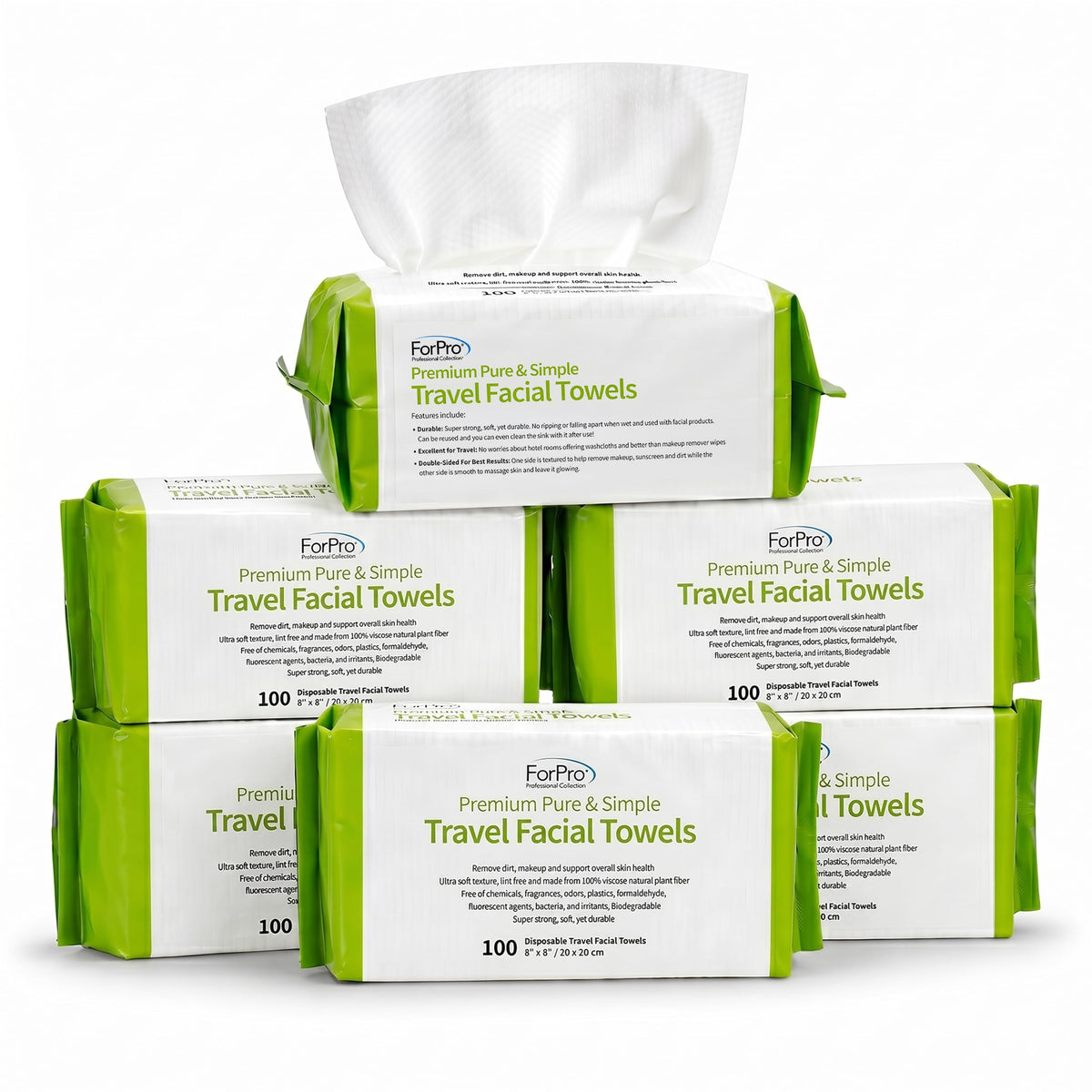 ForPro Pure & Simple XL Facial Towels, 50ct, 10"x11.5", Vegan, Cruelty-Free