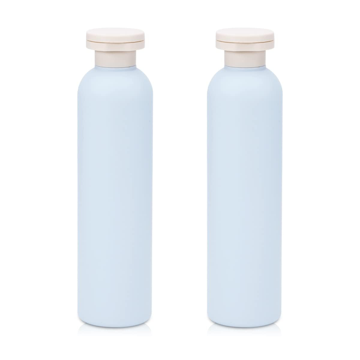 8.8 oz Plastic Travel Shampoo Bottles, Refillable Flip Cap Squeeze Bottles for Toiletries, Large Leakage-proof Travel Shampoo and Conditioner Container (Blue and Green)