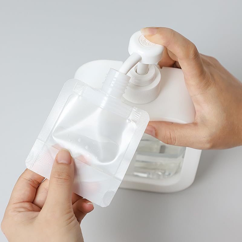 10Pcs Portable Fluid Packing Bags,New Travel Size Refillable Empty Squeeze Pouch, Premium Travel Pouches for Toiletry, Lotion Shampoo Shower Gel Squeezable Bags Tools and Accessories (30ml)