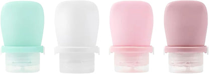 4 Pack 1oz Silicone Travel Bottles Leak Proof Squeeze Bottles For Toiletries Shampoo Conditioner Lotion Salad Dressing Travel Size Containers