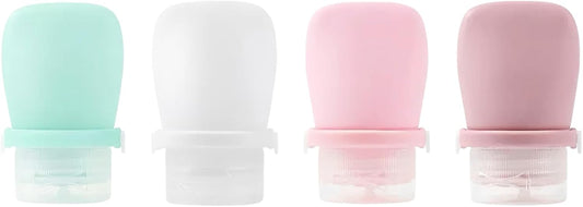 4 Pack 1oz Silicone Travel Bottles Leak Proof Squeeze Bottles For Toiletries Shampoo Conditioner Lotion Salad Dressing Travel Size Containers