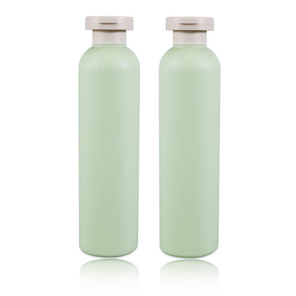 8.8 oz Plastic Travel Shampoo Bottles, Refillable Flip Cap Squeeze Bottles for Toiletries, Large Leakage-proof Travel Shampoo and Conditioner Container (Blue and Green)