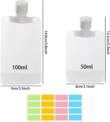 10pcs Travel Pouches for Toiletries, Leak Proof Travel Fluid Makeup Packing Bag, TSA Approved Squeeze Liquid Pouches for Travel, Plastic Pouch for Lotion Shampoo Cream Hand Soap