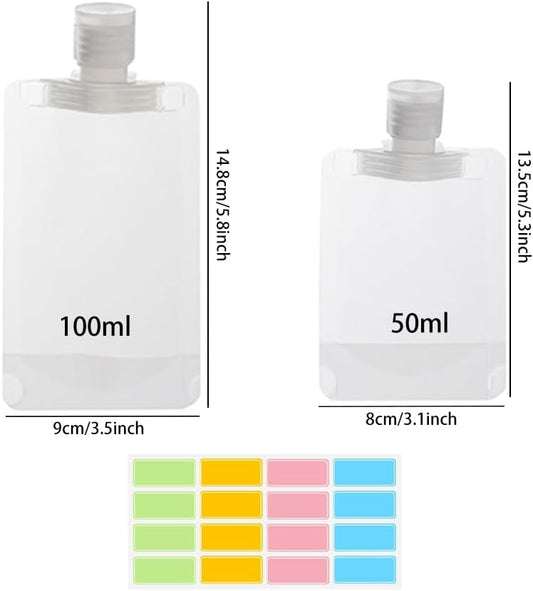 10pcs Travel Pouches for Toiletries, Leak Proof Travel Fluid Makeup Packing Bag, TSA Approved Squeeze Liquid Pouches for Travel, Plastic Pouch for Lotion Shampoo Cream Hand Soap
