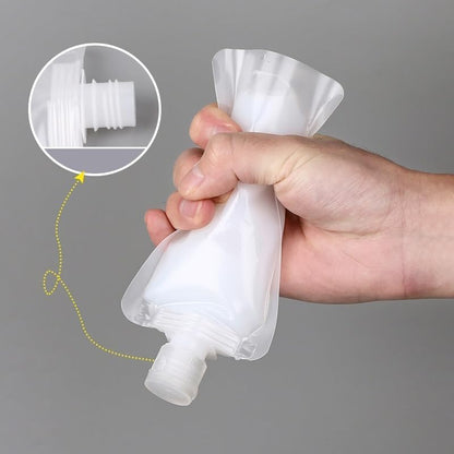10Pcs Portable Fluid Packing Bags,New Travel Size Refillable Empty Squeeze Pouch, Premium Travel Pouches for Toiletry, Lotion Shampoo Shower Gel Squeezable Bags Tools and Accessories (30ml)